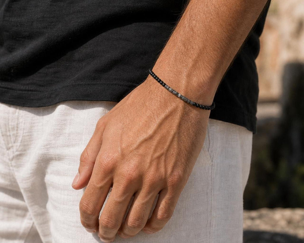 Slim Matte Black Stone Bracelet