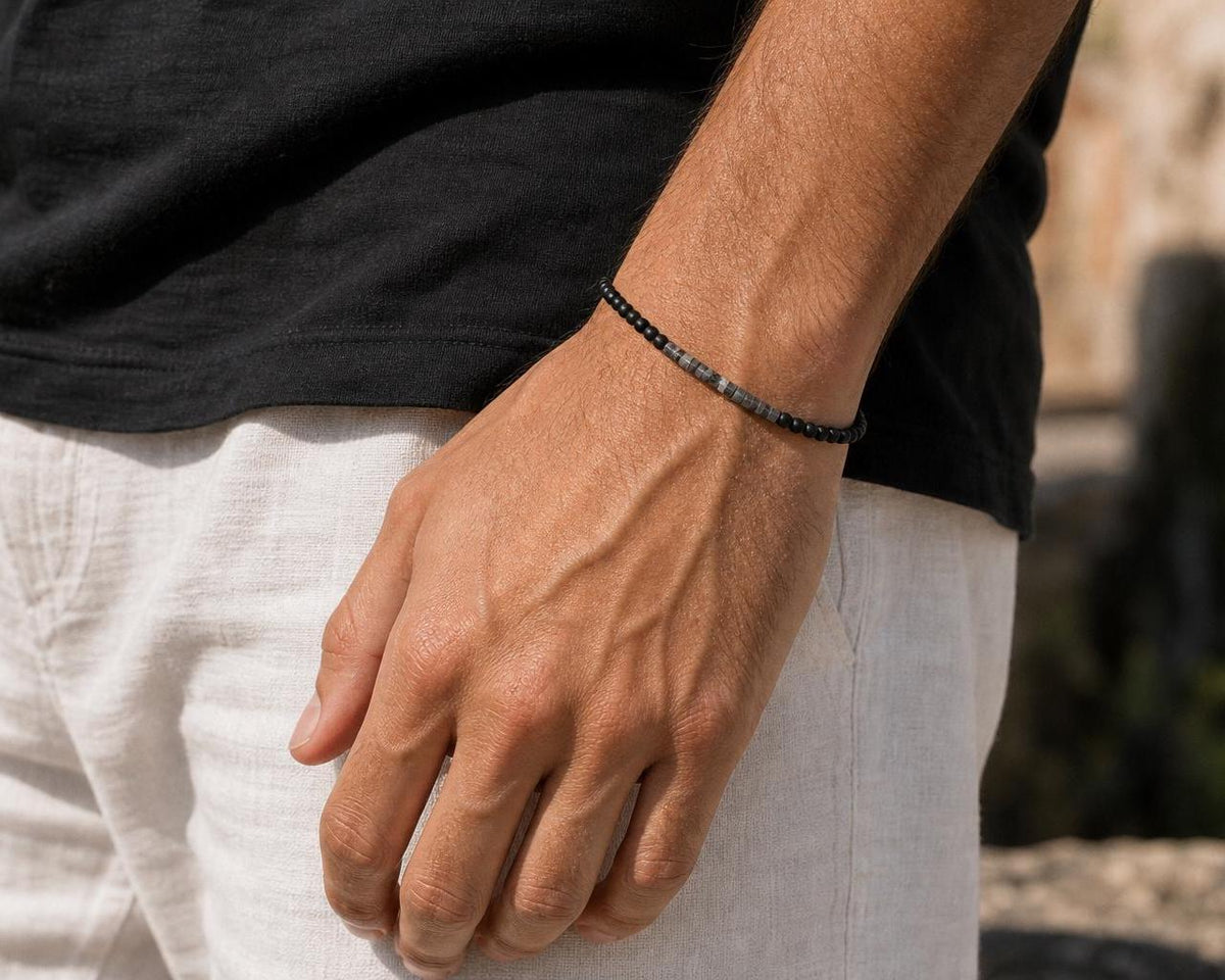 Slim Matte Black Stone Bracelet