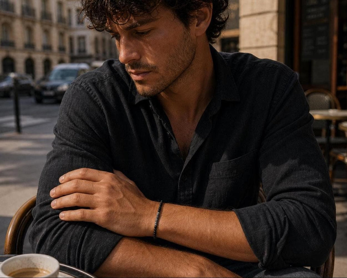 Slim Matte Black Stone Bracelet