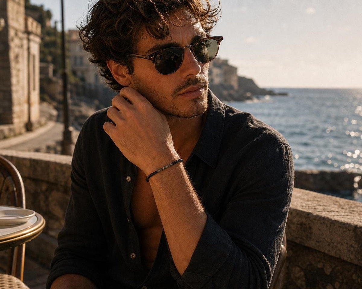 Slim Matte Black Stone Bracelet