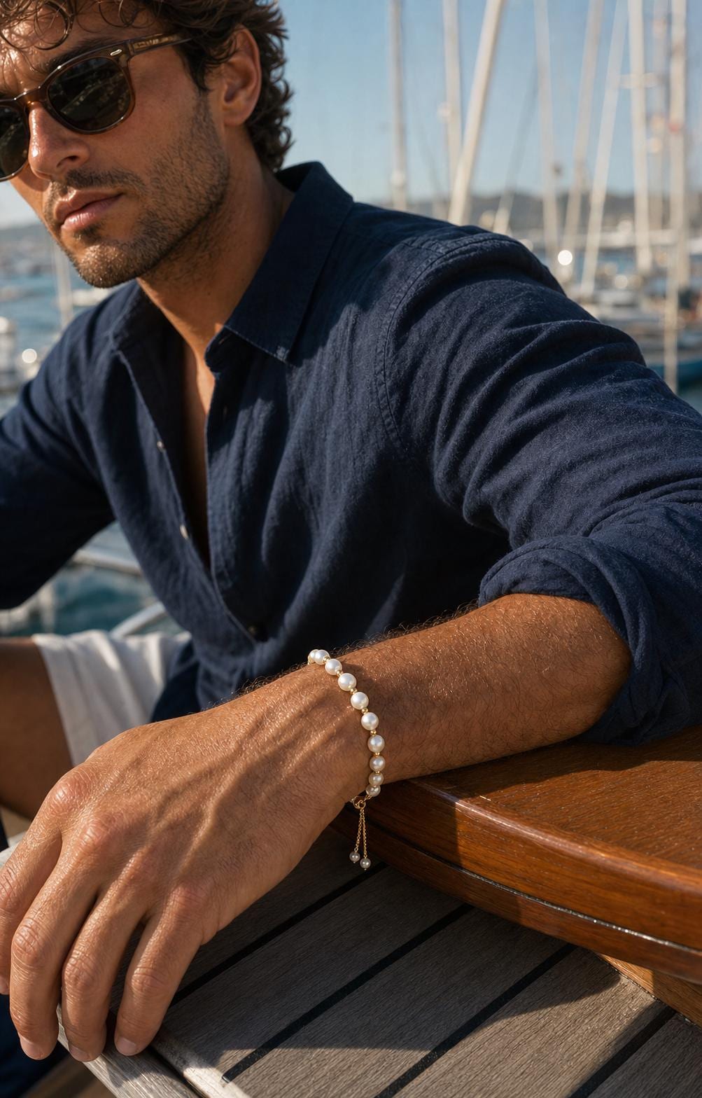 Freshwater Pearl and Gold Bead Bracelet