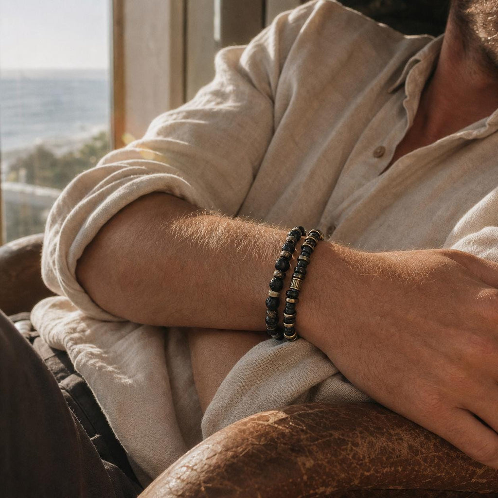 Black and Brown Coconut Shell Bracelet