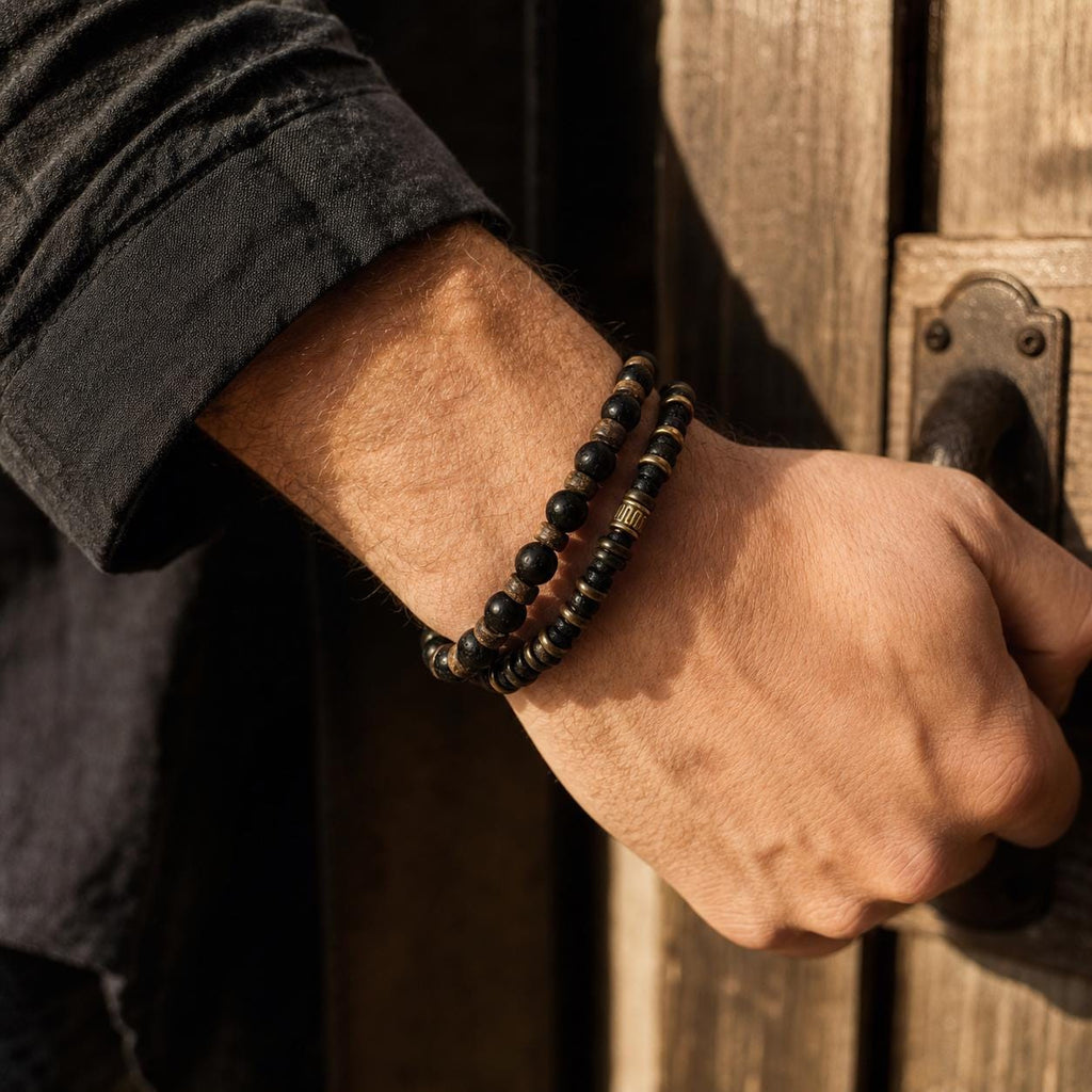 Black and Brown Coconut Shell Bracelet
