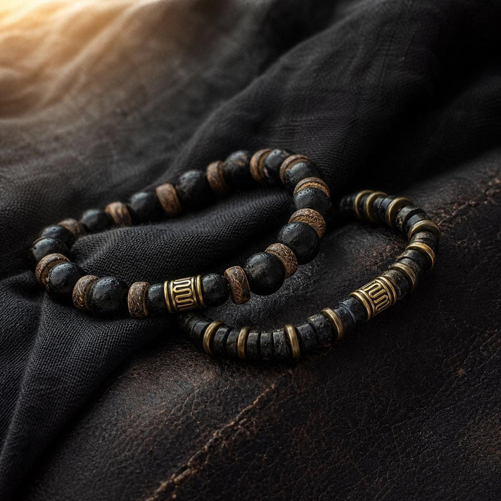 Black and Brown Coconut Shell Bracelet