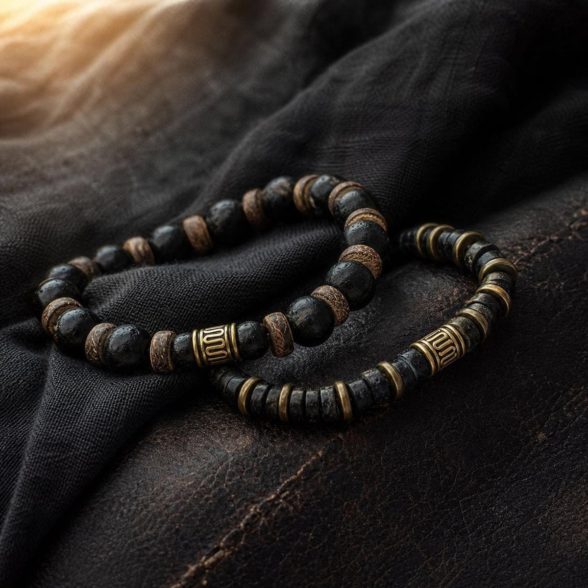 Black and Brown Coconut Shell Bracelet