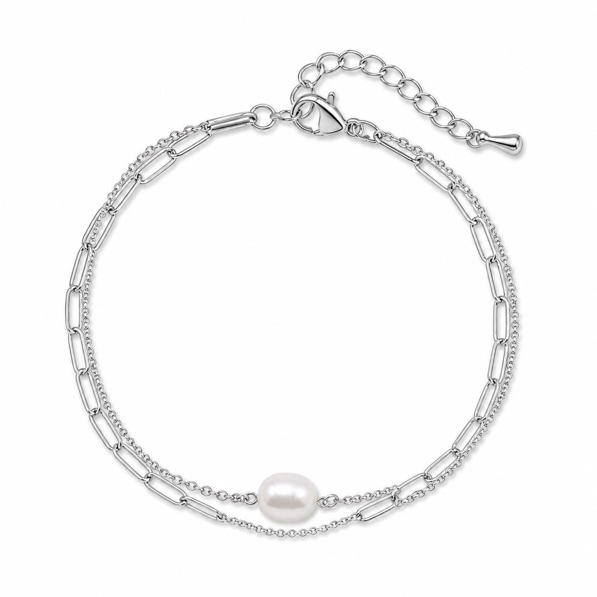 Double Layer Pearl Paperclip Bracelet