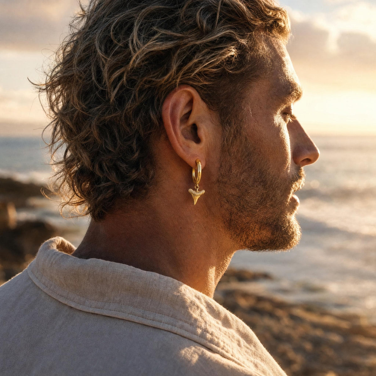 Cast Shark Tooth Huggie Earrings