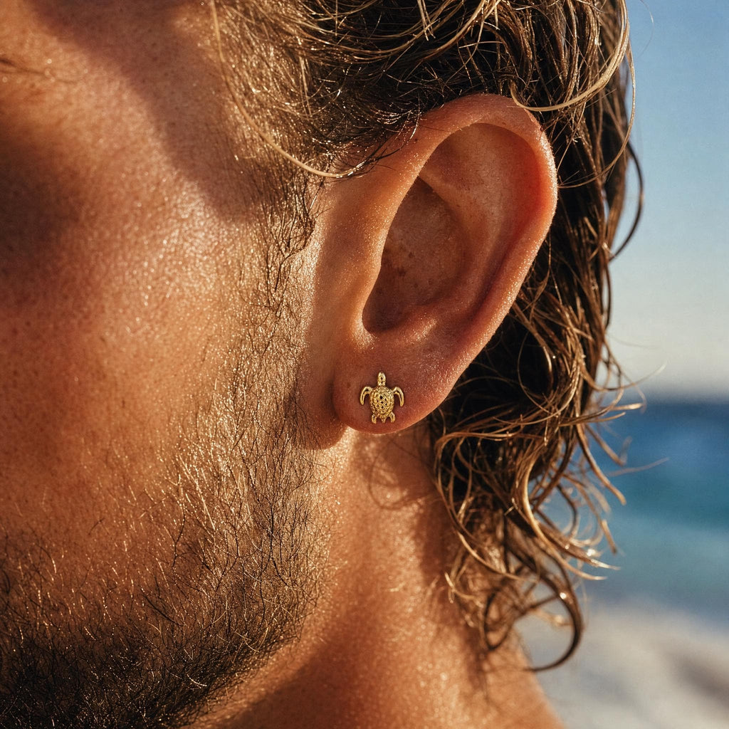 Sea Turtle Gold Stud Earrings