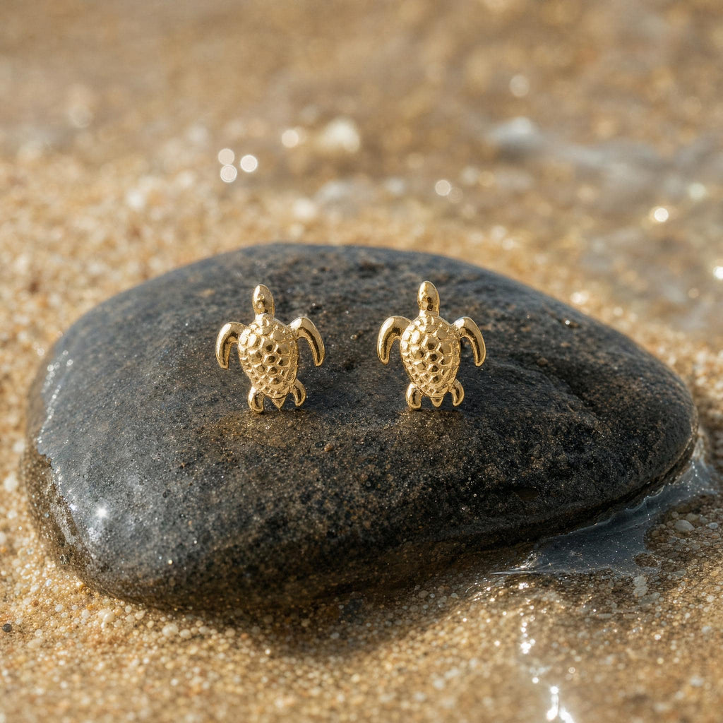 Sea Turtle Gold Stud Earrings