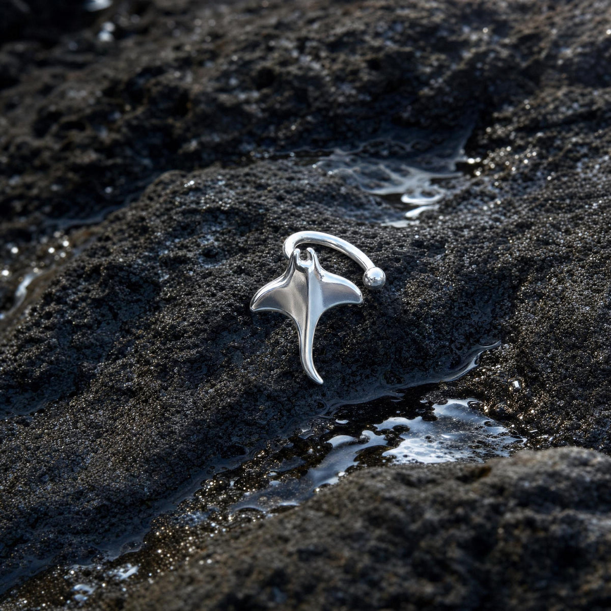 Manta Ray Sterling Silver Ear Cuff