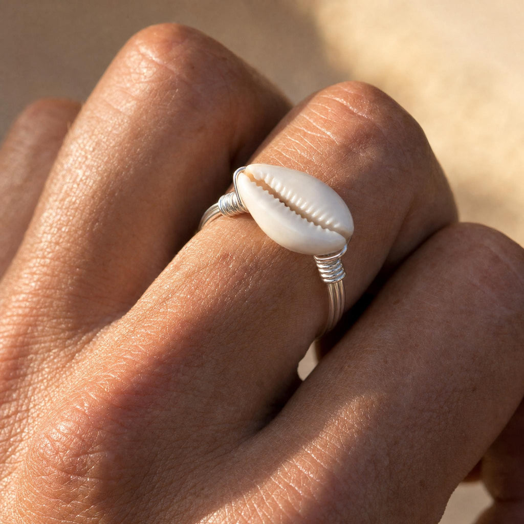 Wire-Wrapped Cowrie Shell Ring