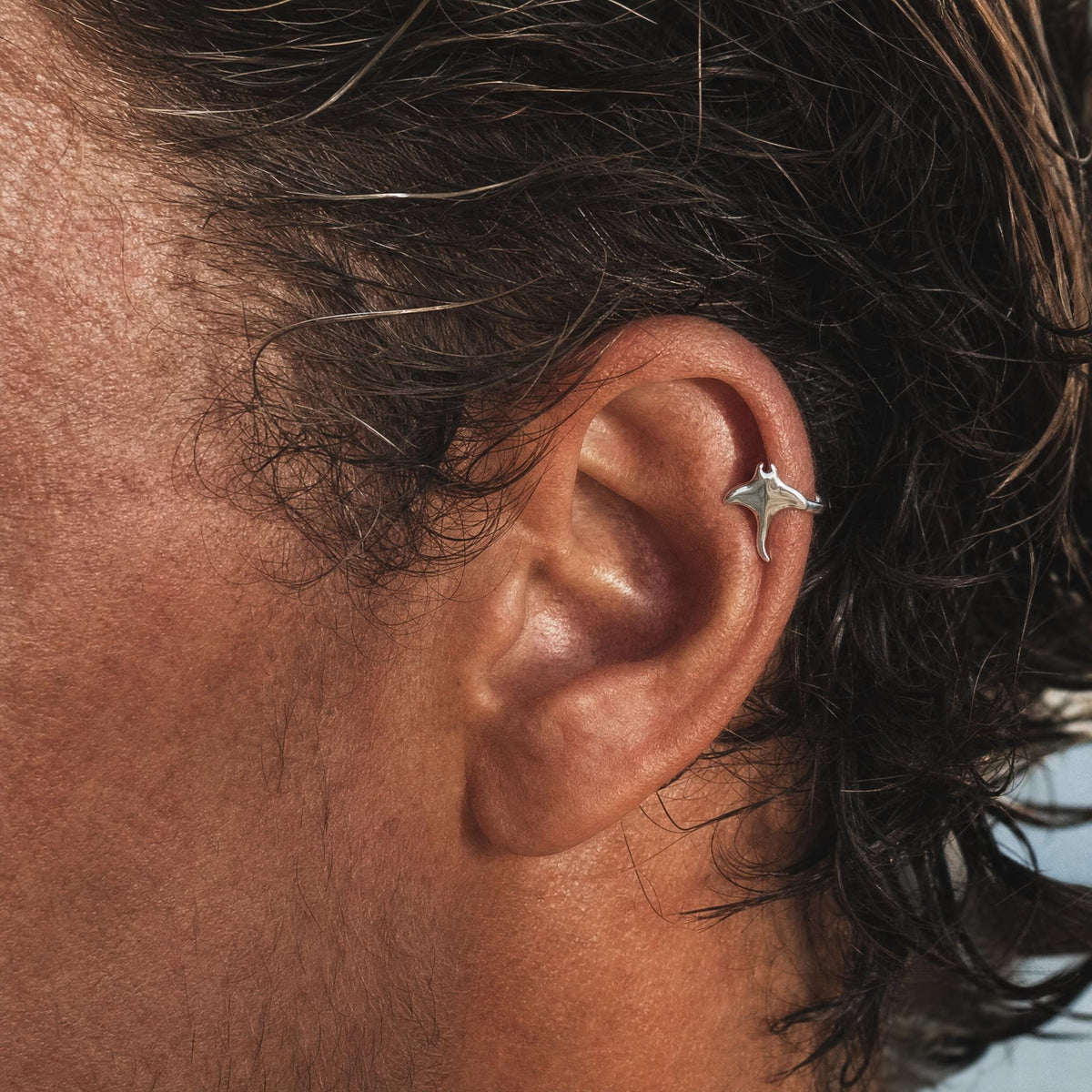 Manta Ray Sterling Silver Ear Cuff