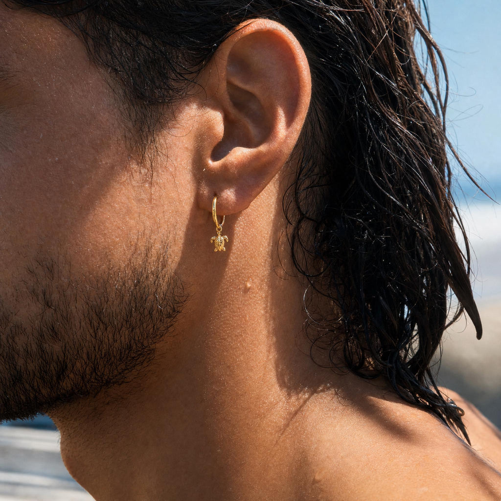 Sea Turtle Gold Vermeil Huggie Earrings