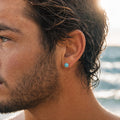 Turquoise-Blue Stone Stud Earrings