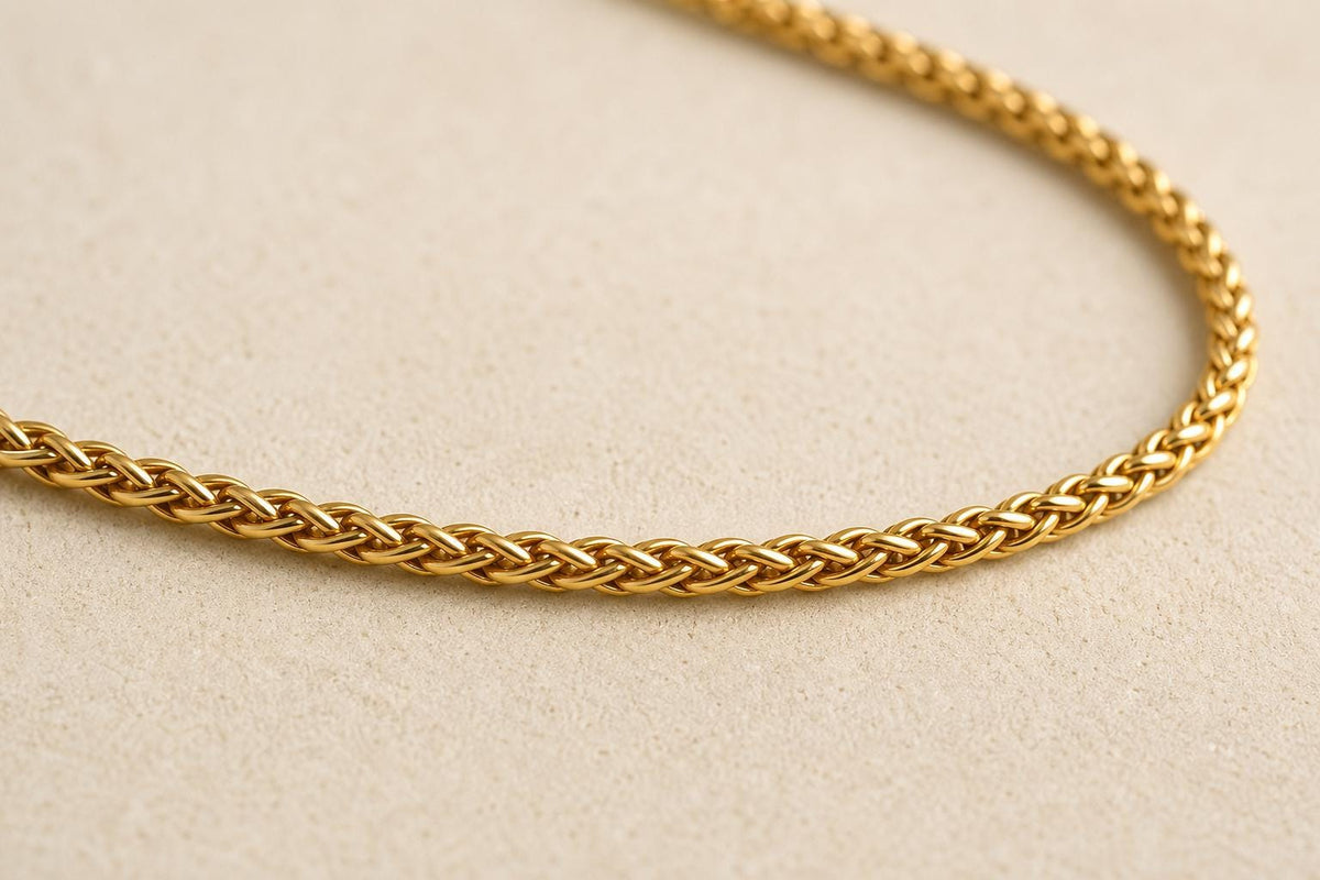 Gold Wheat Chain Necklace