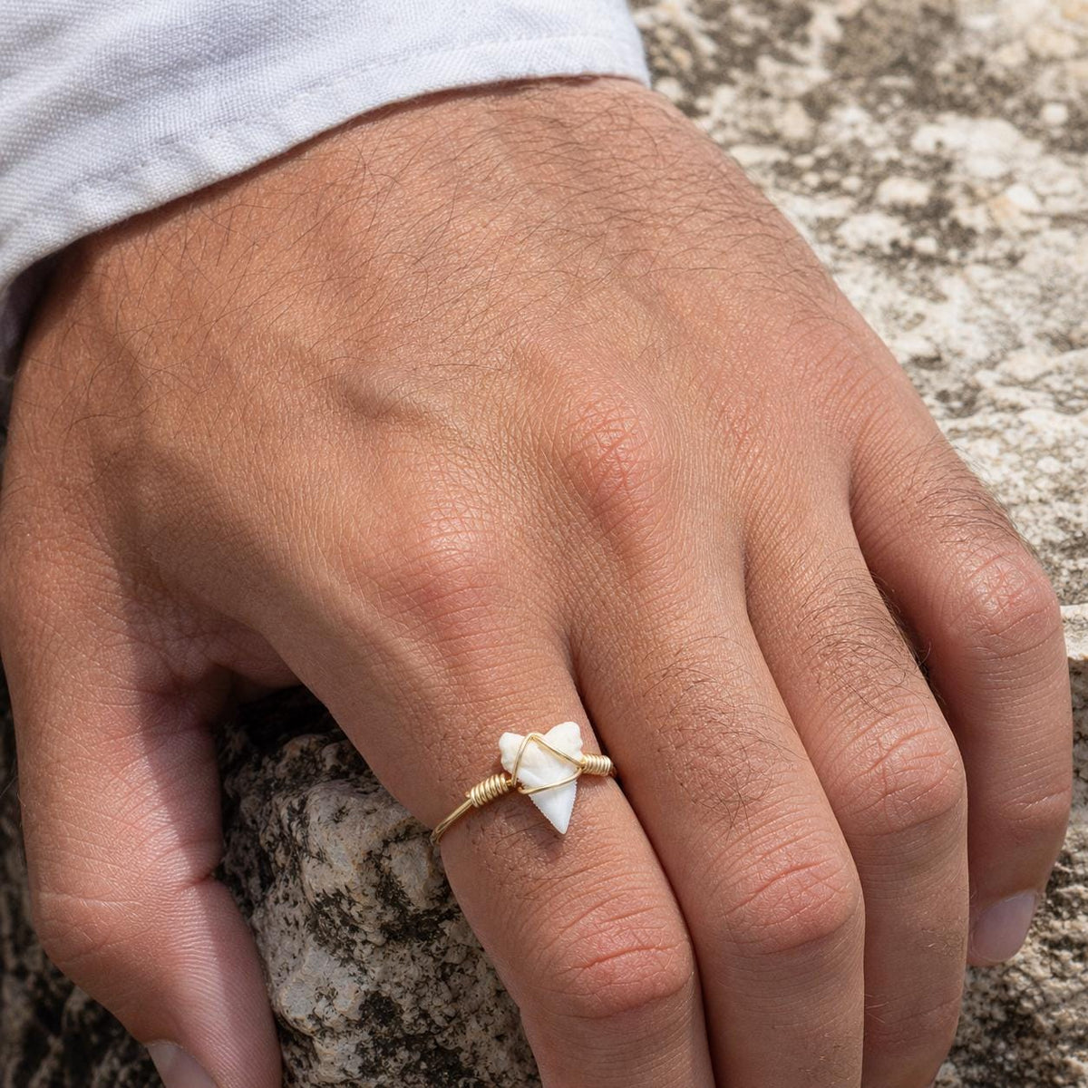 Wire-Wrapped Shark Tooth Ring