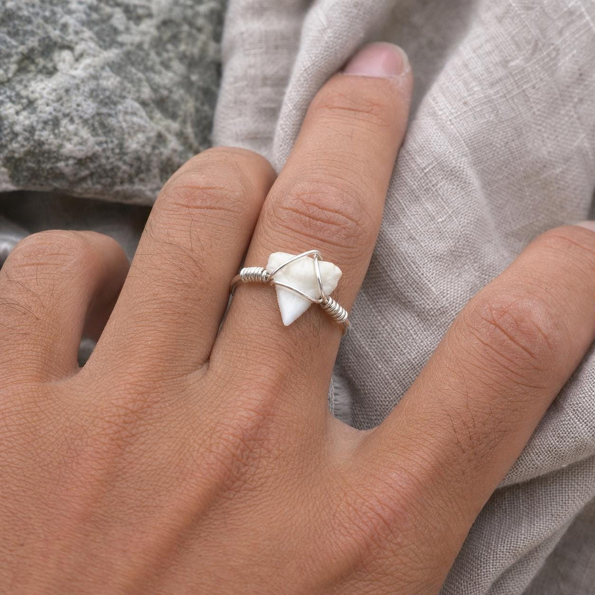 Wire-Wrapped Shark Tooth Ring
