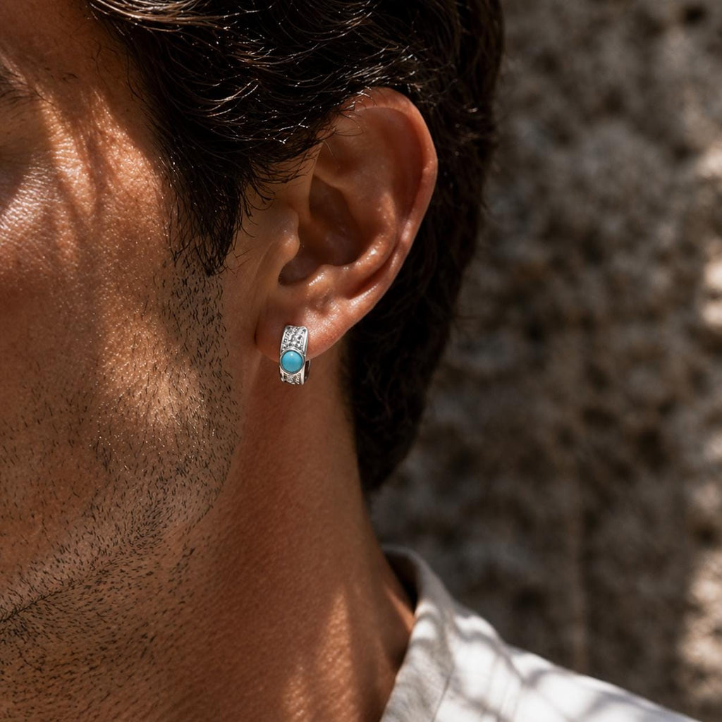 Turquoise-Color Leaf Huggie Earring