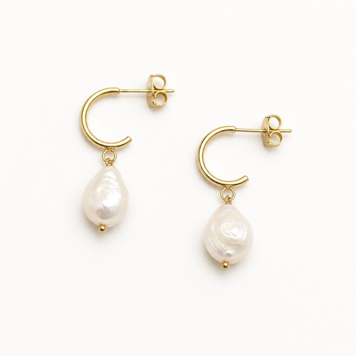 Baroque Pearl Gold C-Hoop Earring