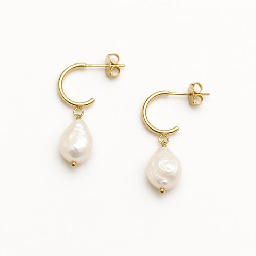 Baroque Pearl Gold C-Hoop Earring