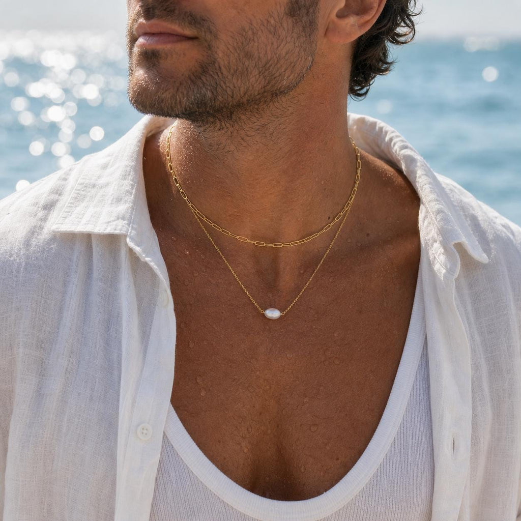 Double Layer Pearl Paperclip Necklace