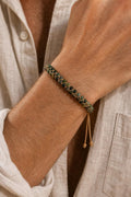 Green Agate-Style Woven Bracelet