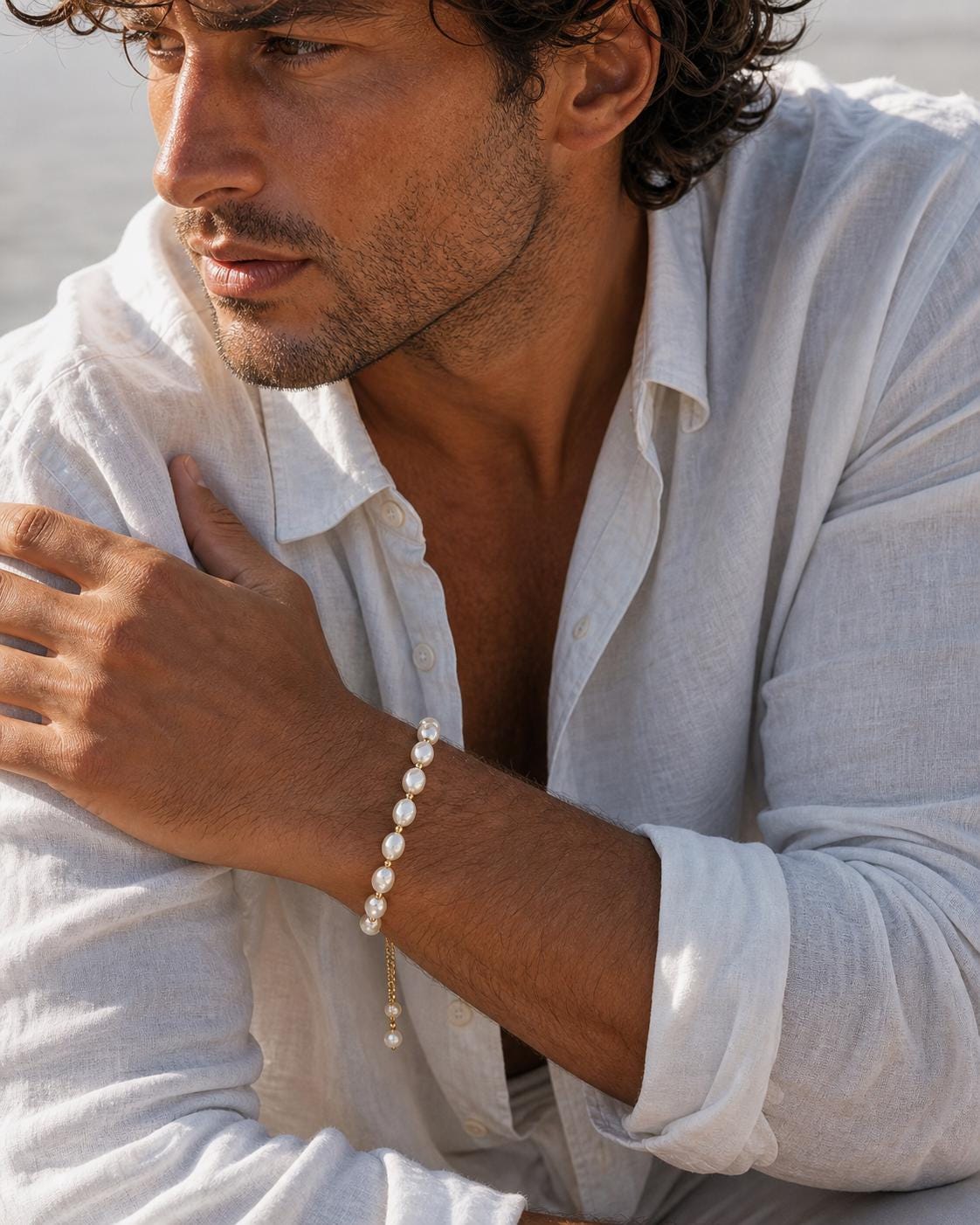 Freshwater Pearl and Gold Bead Bracelet