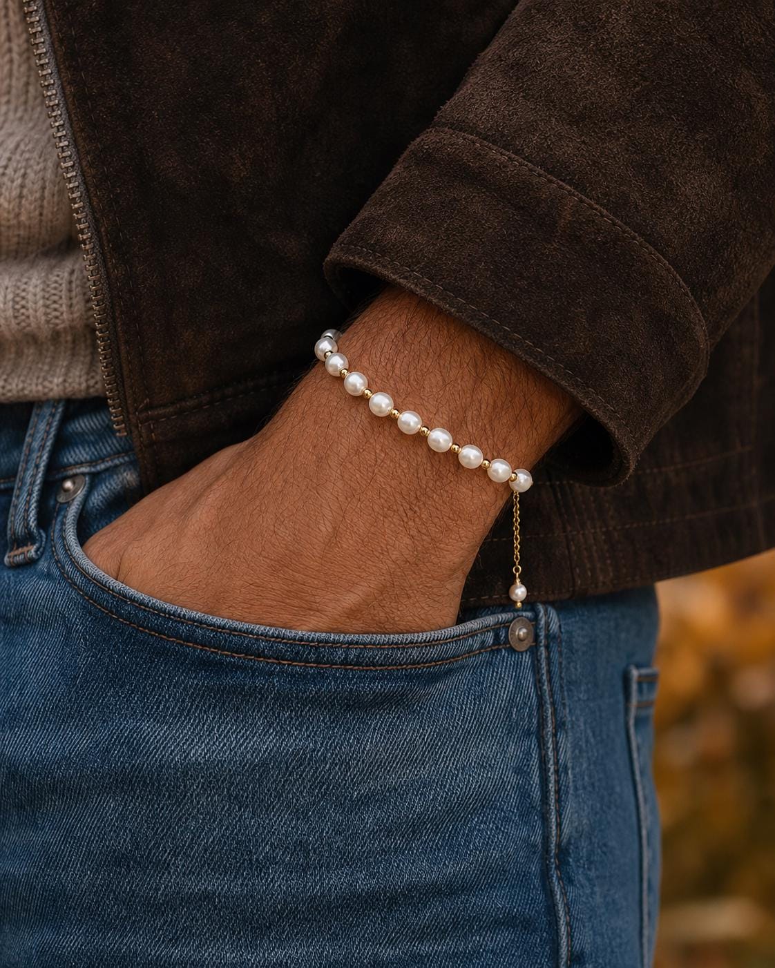 Freshwater Pearl and Gold Bead Bracelet