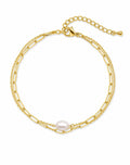 Double Layer Pearl Paperclip Bracelet
