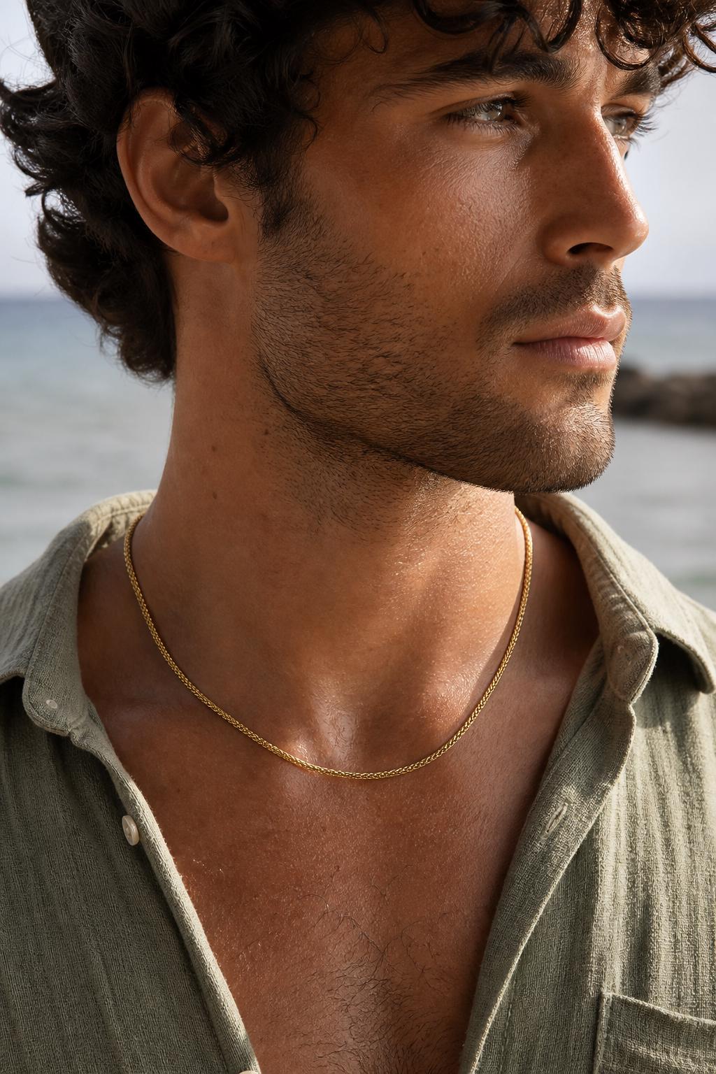 Gold Wheat Chain Necklace