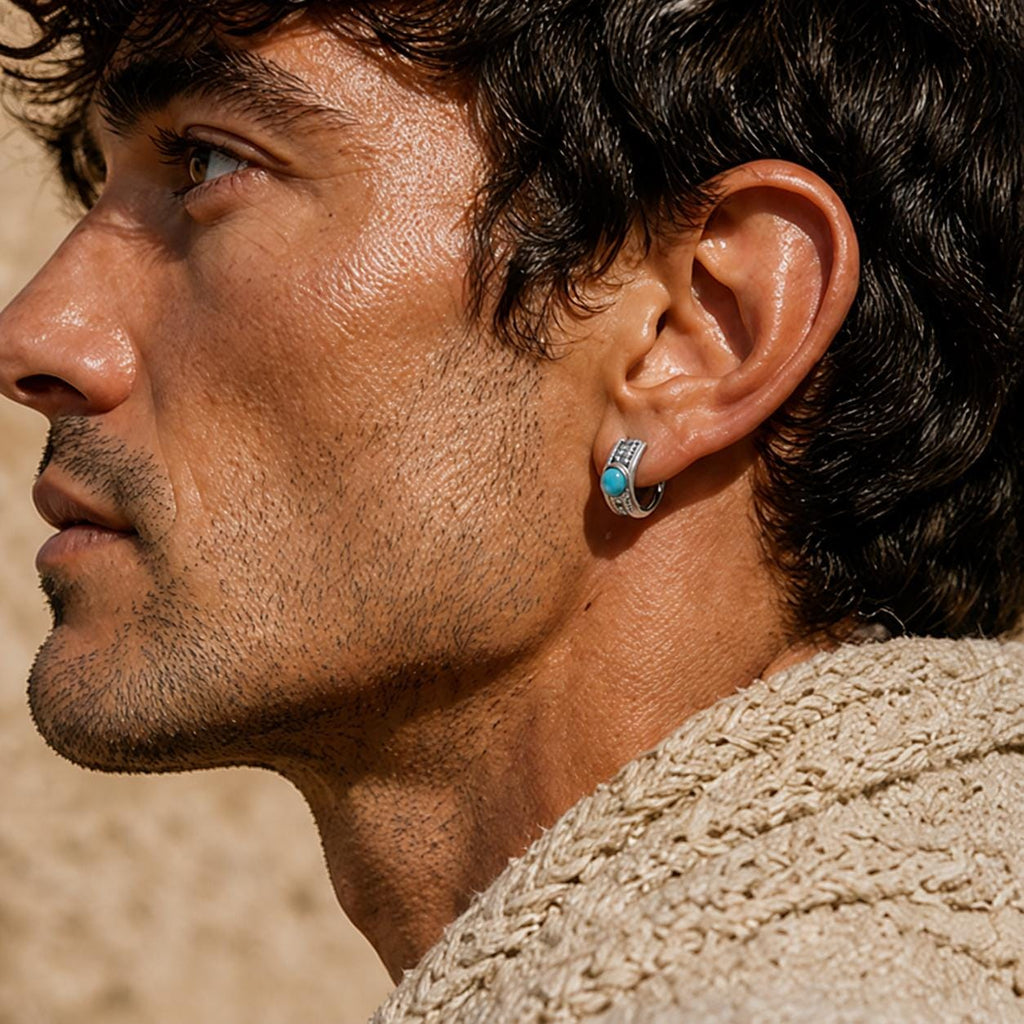 Turquoise-Color Leaf Huggie Earring