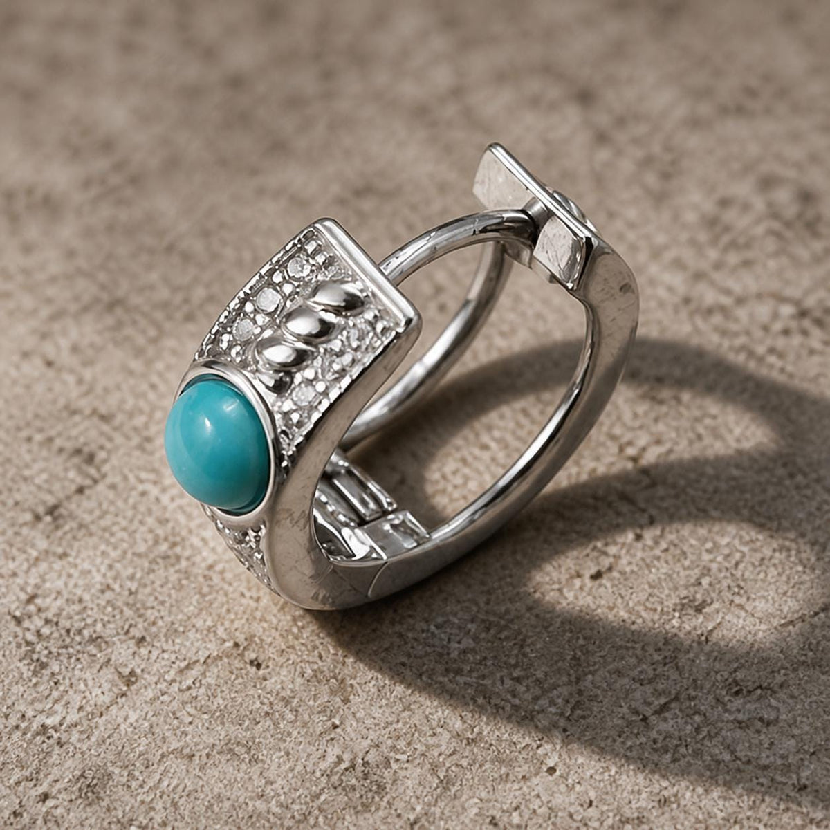 Turquoise-Color Leaf Huggie Earring