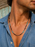 Black Seed Bead Station Necklace