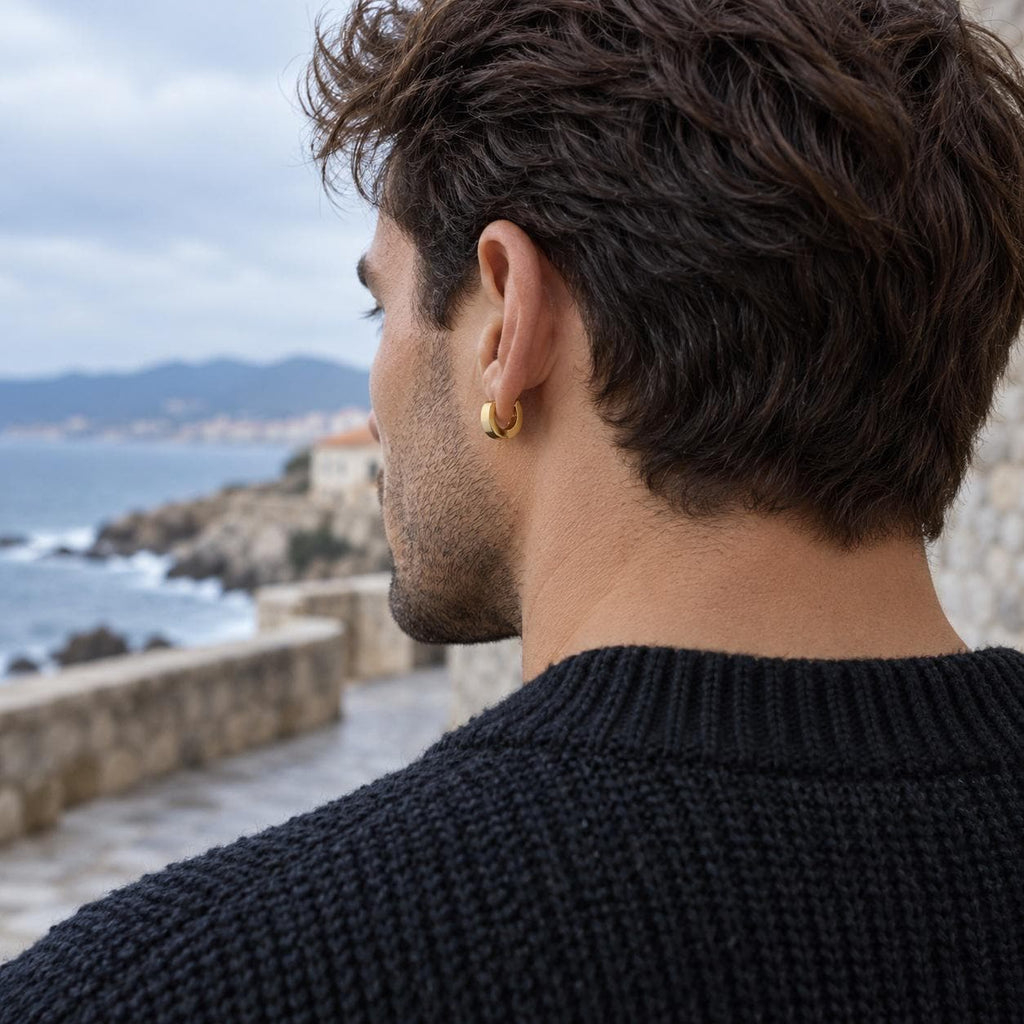 Thick Gold Huggie Hoop Earrings