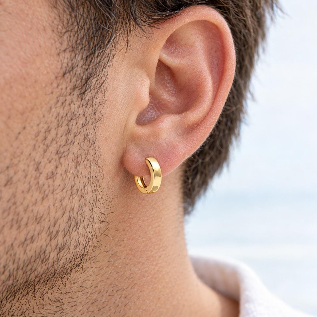 Thick Gold Huggie Hoop Earrings