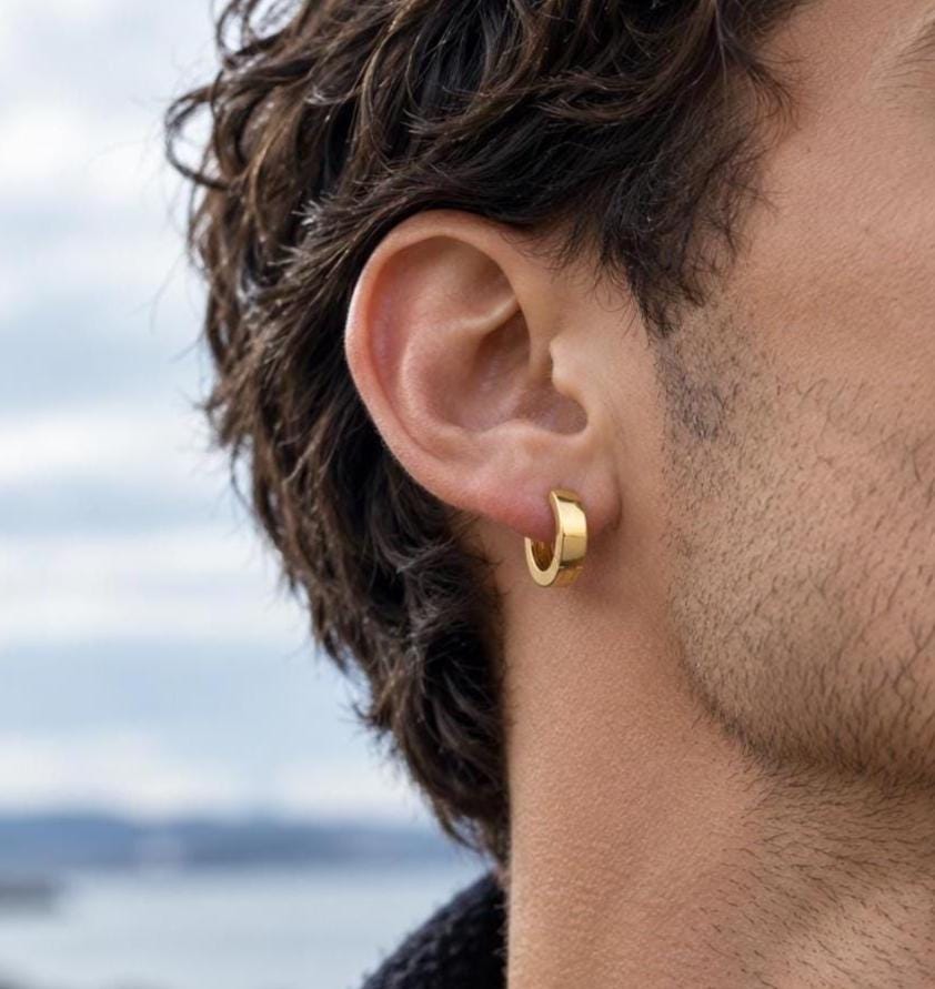Thick Gold Huggie Hoop Earrings