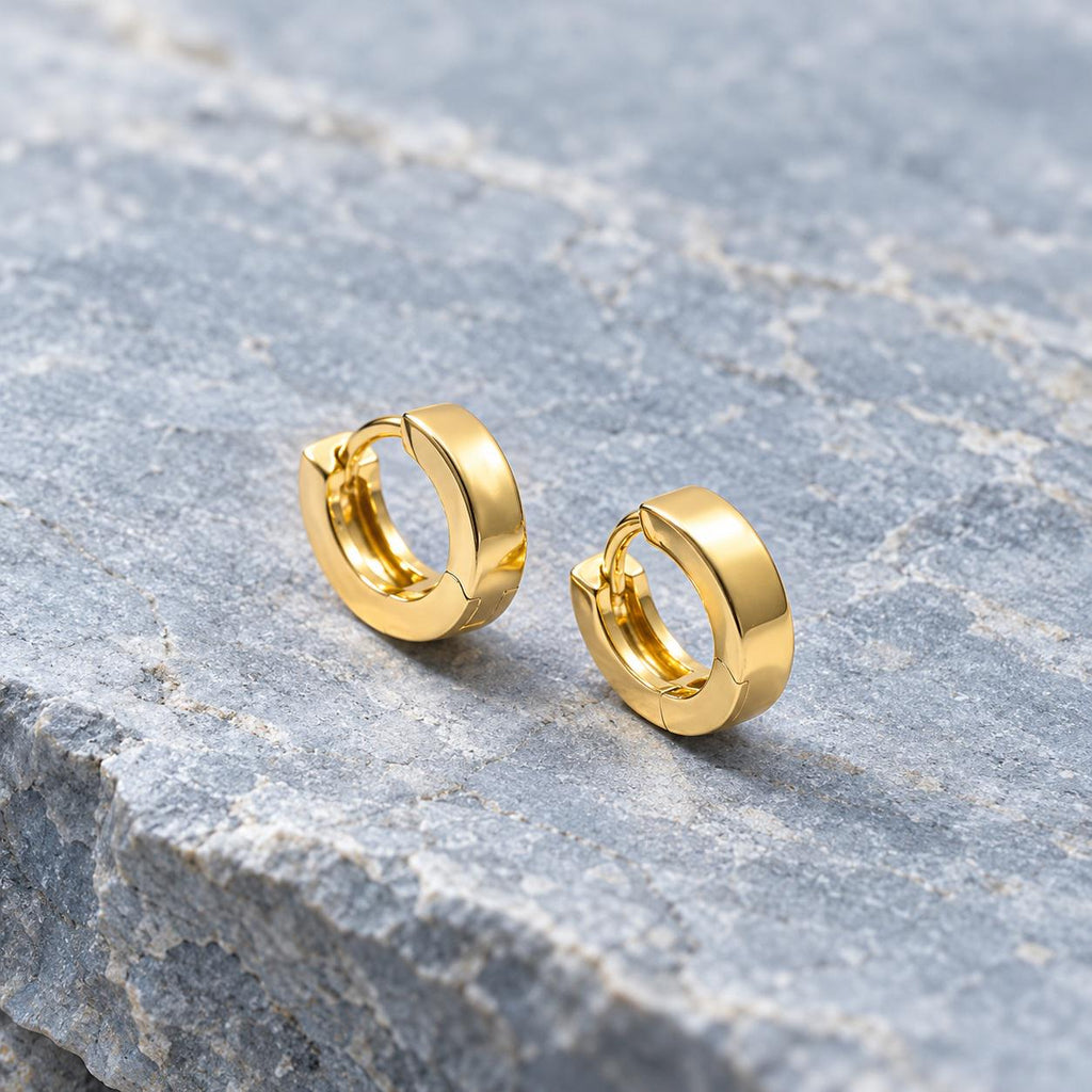 Thick Gold Huggie Hoop Earrings