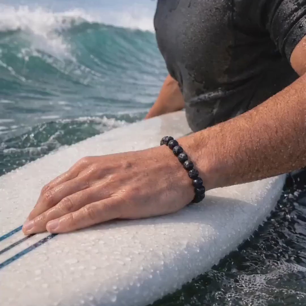 Black Lava Stone Bead Bracelet video